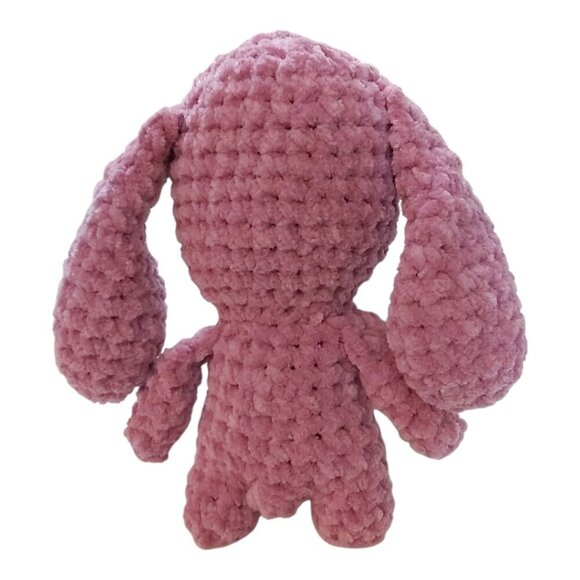 Handmade Crochet Pink Bunny-Chenille Yarn Amigurumi, 6 Inch, Cute Gift for Kids - Picture 3 of 6